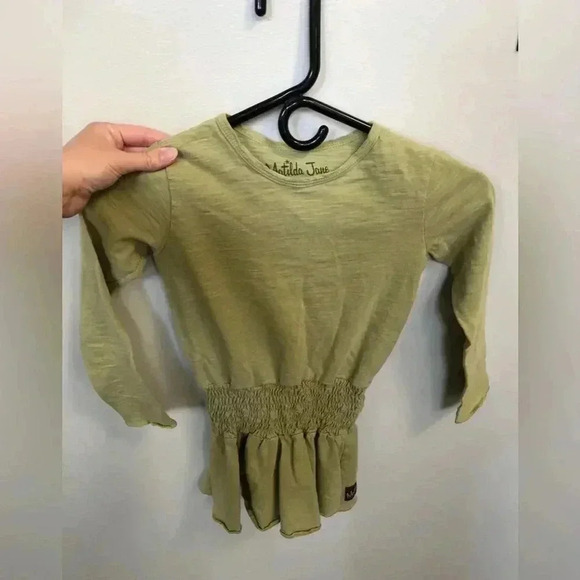 Matilda Jane Girls 8 Olive Green 100% Cotton Long-Sleeve Tunic Blouse - VGUC! - Picture 5 of 5